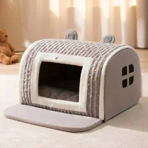 길고양이겨울집 실외 야외 곰 애완동물 침대 고양이 소형견 아늑한 플러시 하우스 미끄럼방지 바닥 겨울 둥