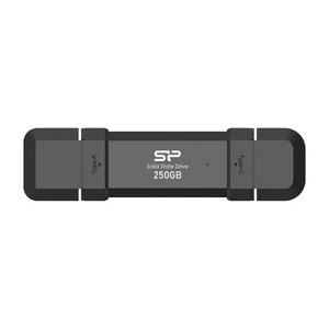 실리콘 파워 250GB DS72 휴대용 USB 3.2세대 2타입-C/타입-A SSD 솔리드 스테이트 드라이브 스틱(블랙)