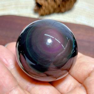 수정탄치유 고품질 천연 크리스탈 무지개 흑요석 구 다채로운 공 보석 미네랄 에너지 Reiki 홈 장식 선물