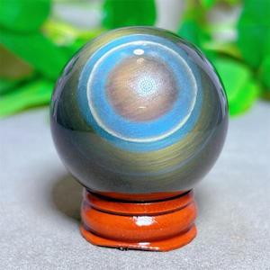 수정탄무지개 흑요석 구 크리스탈 천연석 석영 돌 미네랄 홈 인테리어 Reiki 선물 에너지 치유 영적 + 스탠