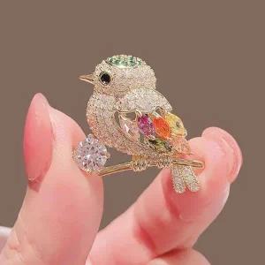 [콩심팥심]큐빅 참새 브로치 의류 스카프 포인트 옷핀