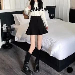 [하프클럽/]투단추 물결라인 속바지 스커트 URD-338