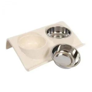 [콩심팥심]화이트 애견식기 고양이식기 펫 힐링시간 2구식기
