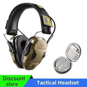전술 헤드셋 세트 청력 보호 이어폰 에어소프트 사냥 소음 차단 헤드폰 파우치 포함
