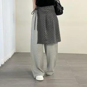 [다잇템] 여자 아코디언 땡땡이 코디 드로우코드 스커트 팬츠 랩 세트_23517850_588872