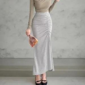 [다잇템] 여성 핀턱 롱 원컬러 인어공주 스커트_23516697_588872