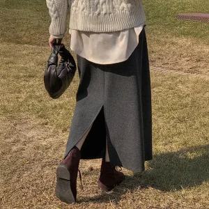 [코코블랑] 헤즐 밍크기모 롱 스커트(밴딩)