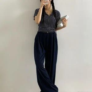 [하프클럽/]여자 단가라 투웨이 후드집업 찰랑 와이드팬츠 세트