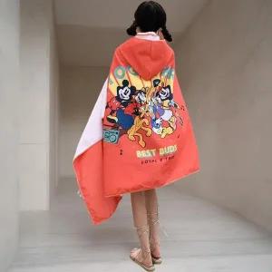 [하프클럽/]여자 수영소품 빨간 후디 롱 비치타올