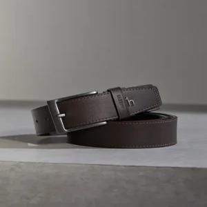 헤지스 액세서리 26SS [선물추천]다크브라운 스티치장식 소가죽 벨트 HJBE6E965W3