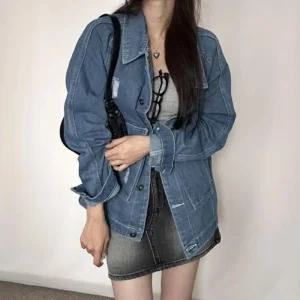 [라일리여성의류] Rly 여자청자켓 여자숏자켓 여자반팔자켓 청자켓 빈티지