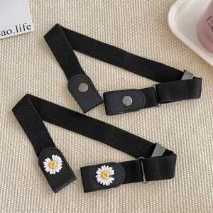 여성허리포인트 플라워 블랙 고무줄벨트 허리띠밴드