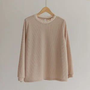 [하프클럽/]고츠 레이스 배색 라운드 티