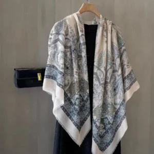 [하프클럽/]여성 스퀘어 꽃무늬 망토 패턴 키치룩 스카프