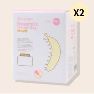 퍼펙션 신생아 바나나 모유 저장팩 200ml 120매 X2개 BNS