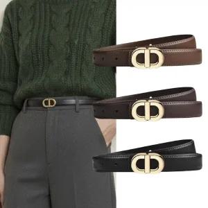 [엔비] 골드링 벨트 여성 심플 정장 원피스 라운드 스트랩 가죽 버클 허리띠