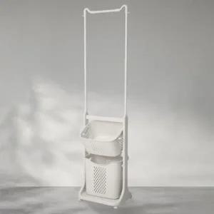 히키스 이동식 행거형 세탁 건조 올인원 2단 스윙 빨래바구니 트롤리