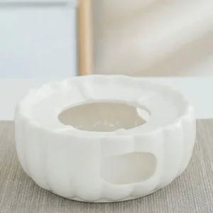 화이트 도자기 굴곡 과열방지 티 워머 티라이트 홀더 (WE6D0AE)