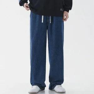 청바지 오버핏 모던 젠틀맨믹스컬러 고무줄 보텀 청바지 일상용