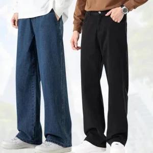 와이드 블랙진 남자 데님 청바지 통바지