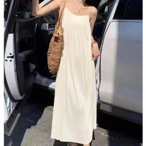 [아우트]플리츠 끈나시원피스 롱원피스 여름 치마 1P