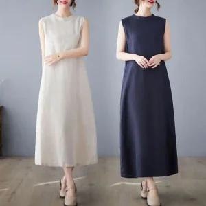 [아우트]빅사이즈 원피스 치마 티 혼방 백버튼 여름