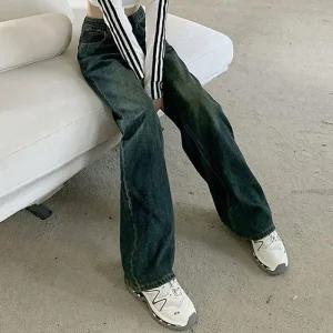 [아우트]레트로 패션청바지 롱라인 빈티지 데님팬츠