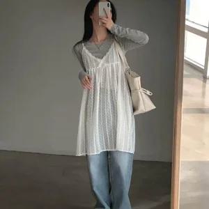 [아우트]나시 나시레이어드원피스 레이어드 코디 롱