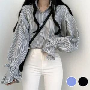 [아우트]루즈핏 예쁜 패션 봄셔츠 벌룬 카라 셔츠