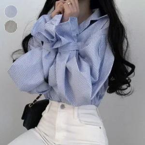 [아우트]스트라이프 예쁜 블라우스 셔츠