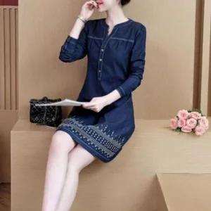 [아우트]청원피스 긴팔 봄 가을 데님원피스