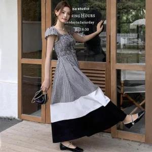 [아우트]여자원피스 패턴 투톤 배색 밴딩 원피스