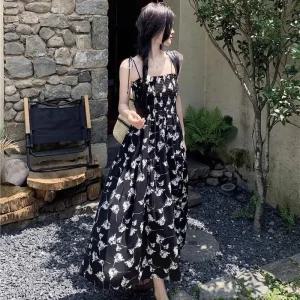 [아우트]여성 원피스 데일리 플라워 끈나시 밴딩