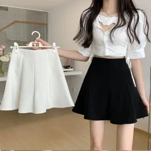 [아우트]여성 지퍼치마 스커트 플리츠 A라인 속바지