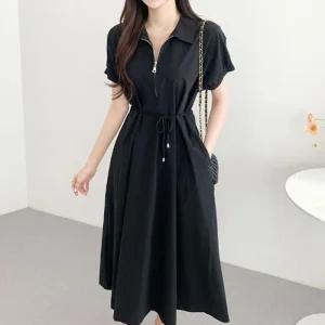 [아우트]롱원피스 오픈 반팔롱원피스 출근 데이트 1P