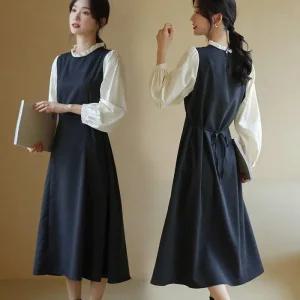 [아우트]원피스 플레어스커트 여자 레이스 허리끈