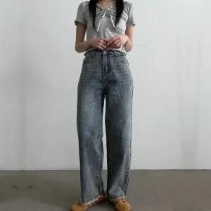 [아우트]찢청바지 여자캐주얼바지 여자 롱 팬츠