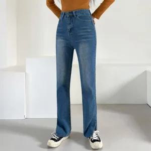 [아우트]푸니인 밑단트임 데님 여성의류 일자팬츠