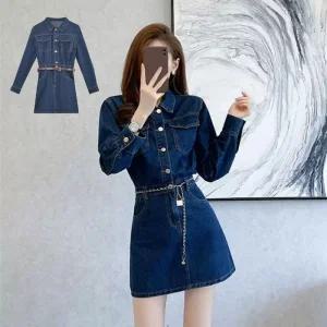 [아우트]사계절원피스 진청스커트원피스 데님