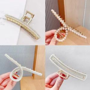 여성 큐빅 악세서리 진주 헤어 집게핀 디자인 예쁜