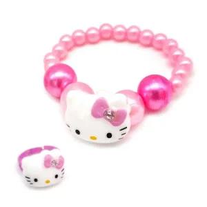 [콩심팥심]키티 진주 팔찌 반지 2종 연핑크