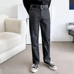 블랙 일자청바지 휴가지패션 남자 생지 논페이드 (49UBn)