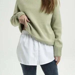 레이어드 페이크 데일리 셔츠 밑단 클래식 스커트 밑