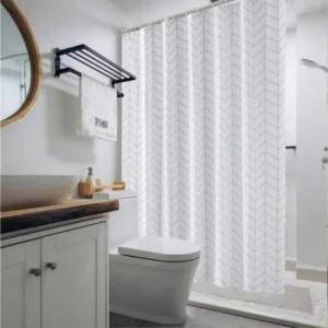 방수 호텔 샤워커튼 욕실 패브릭 화이트 헤링본 고급 샤워커튼 욕실커튼 화장실커튼 욕실커텐 샤워커텐