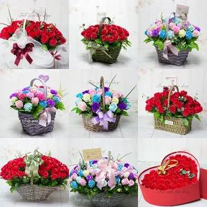 비누꽃다발 카네이션바구니 어버이날 비누꽃 바구니 50송이 80송이 100송이 생신선물