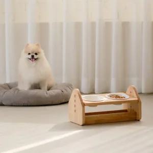 단단 높이조절 강아지 밥그릇 2구/세라믹식기포함