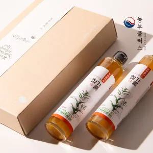 [농부플러스] 국산 저온착유 참기름 300ml 2병 선물세트(쇼핑백동봉)