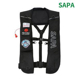 싸파 자동 팽창식 구명조끼 SJK-702A 블랙 프리사이즈 구명복 라이프자켓