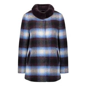 [벨리시앙](의정부점)수입원단 울 체크 밍크카라 반 코트_HC1409