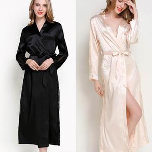 여성 홈웨어 롱 레이스 실크 골프 로브가운 잠옷가운 나이트 유카타